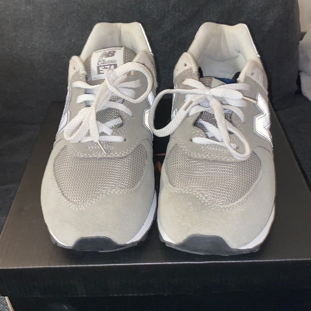 Gray and white suede with reflector